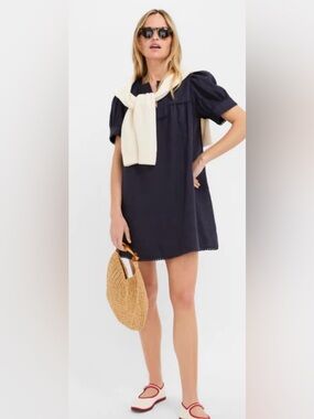 TUCKERNUCK Navy Linen Bridget Dress Size XS